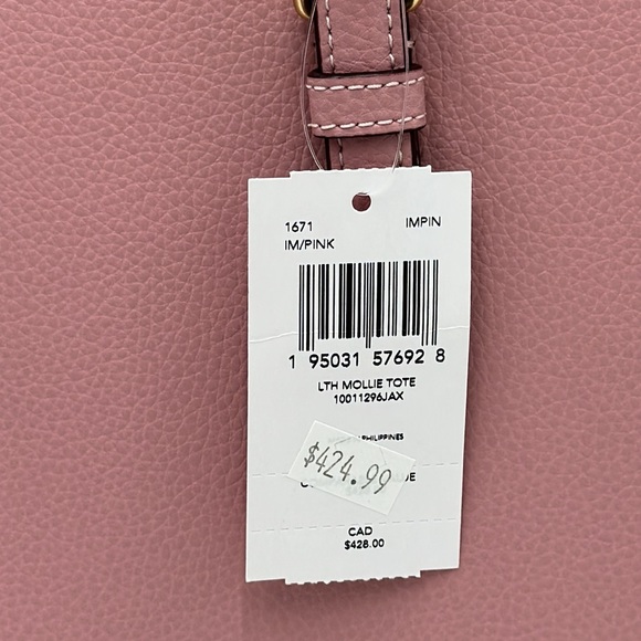 HOT DEAL 🔥Coach Mollie Shoulder Tote Bag Leather Pink color - Picture 15 of 16